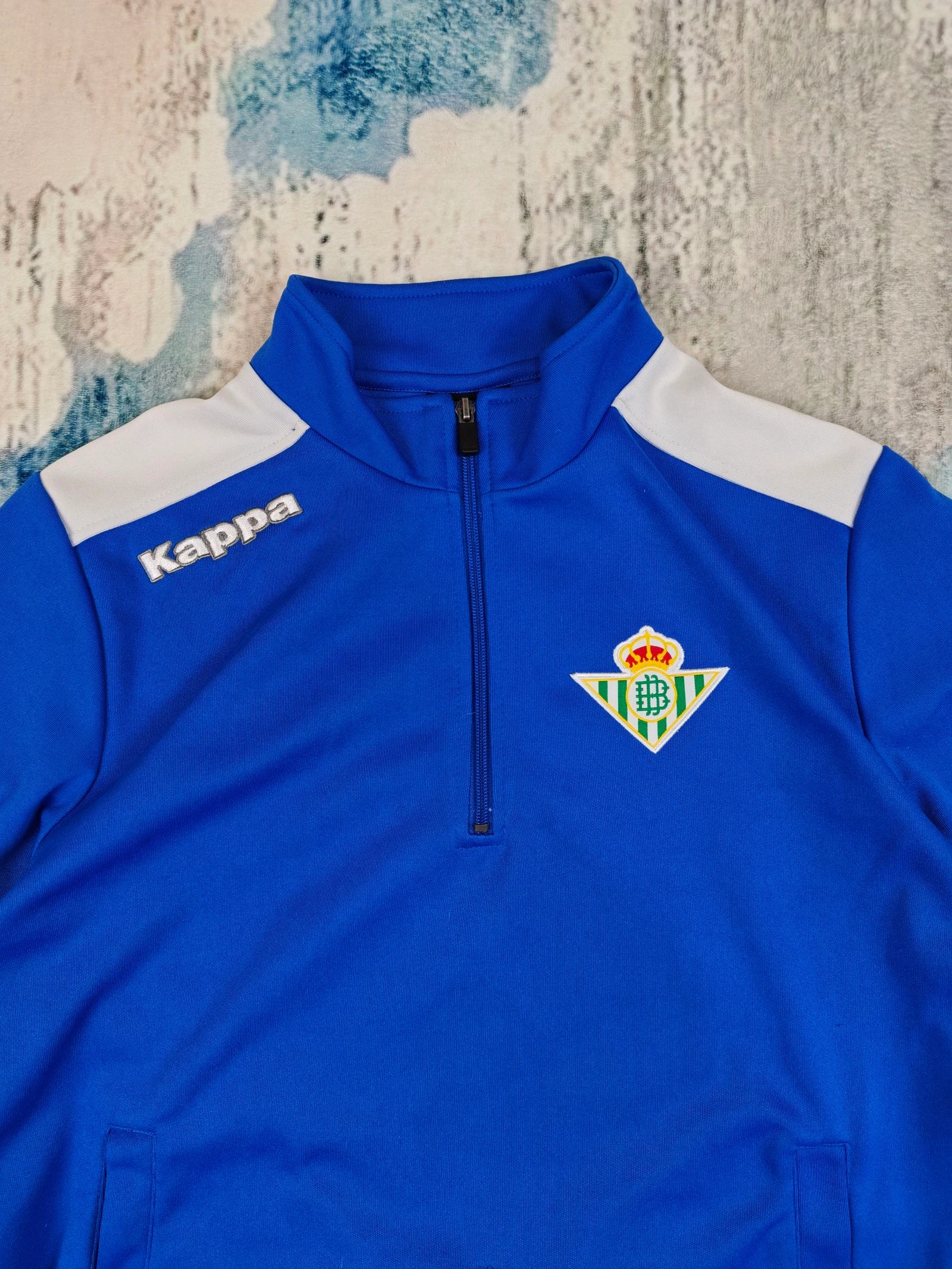 Jaqueta de treino Kappa Real Betis Football azul branco com zíper quarto tamanho G – photo 6